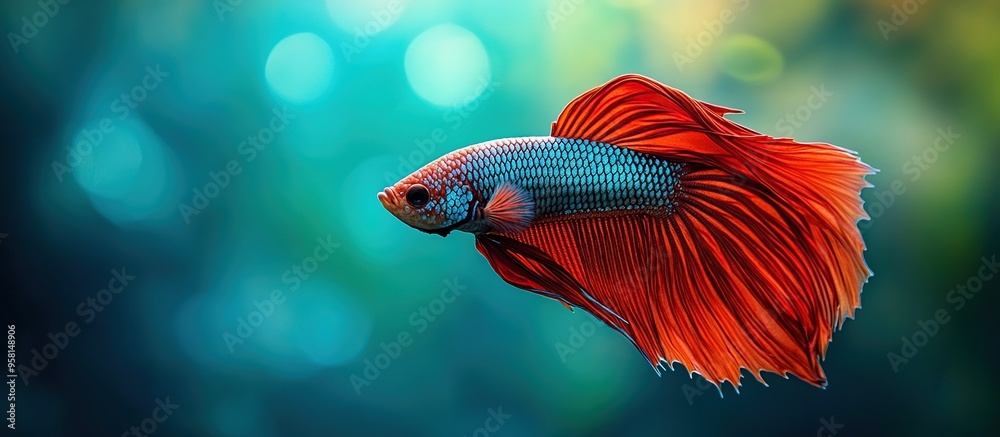Obraz premium Vibrant Betta Fish in Teal Water