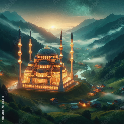 Beautiful Mosque in sunset