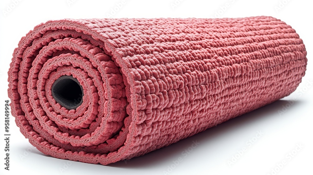 Rolled Red Yoga Mat Exercise Equipment Fitness Studio Rolled Red Yoga Mat Exercise Equipment Fitness Studio