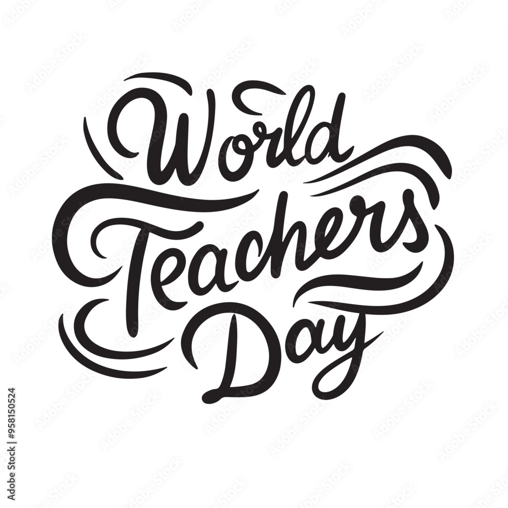 World Teachers Day text lettering. Hand drawn vector art. World Teachers Day text lettering. Hand drawn vector art.