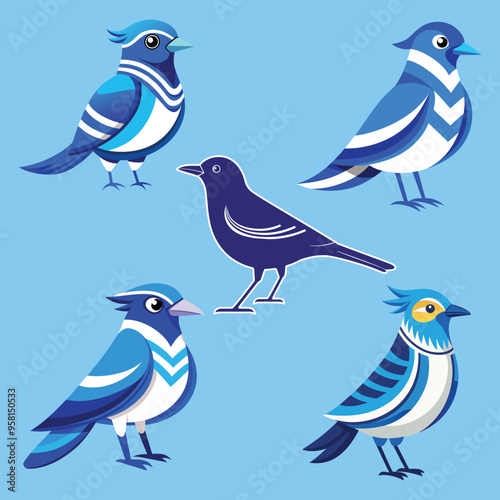 Set of birds  collection set of silhouettes of birds blue heron Sparrow Silhouette.