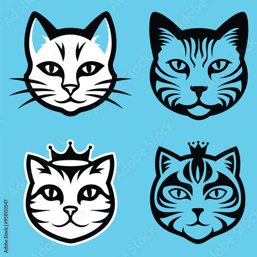 Cat and dog icon set silhouette of a cat on a white background.