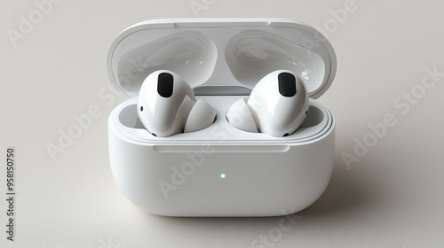 Plakat White Wireless Earbuds in Charging Case