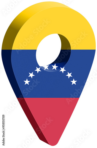 Venezuela flag pin map 3d render geotag