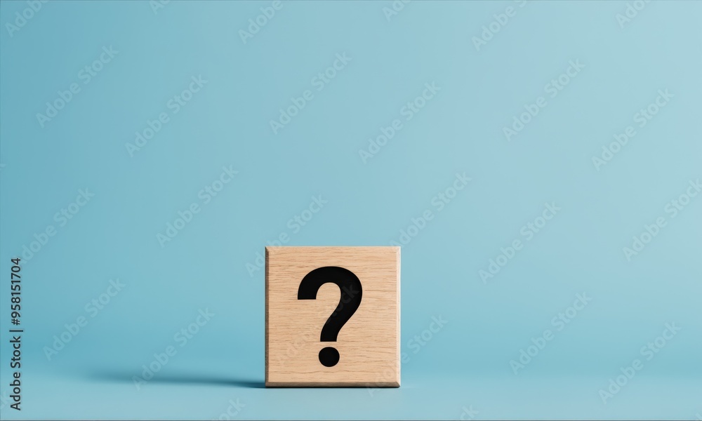 custom made wallpaper toronto digitalQuestion mark on wooden block against blue background