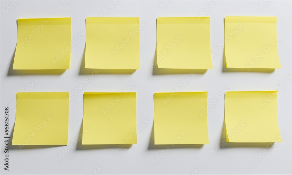 custom made wallpaper toronto digitalEight yellow sticky notes attached to a white wall