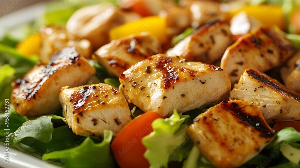 Appetizing Grilled Chicken Salad with Fresh Ingredients Appetizing Grilled Chicken Salad with Fresh Ingredients