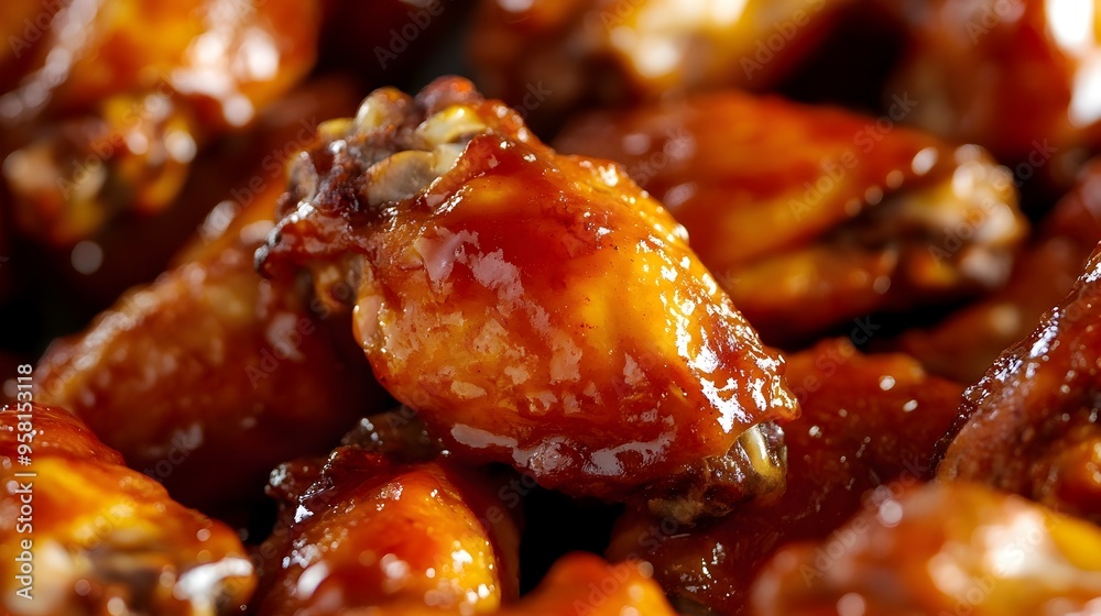 Succulent Chicken Wings with Glossy,Flavorful Glaze on Rustic Surface Succulent Chicken Wings with Glossy,Flavorful Glaze on Rustic Surface