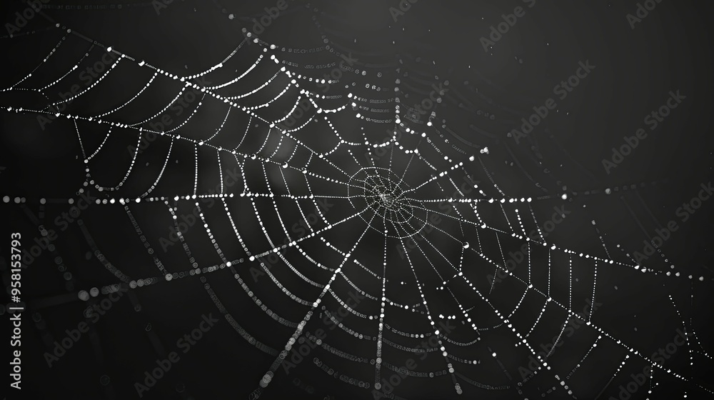 A Spiderweb Covered in Dew Drops A Spiderweb Covered in Dew Drops
