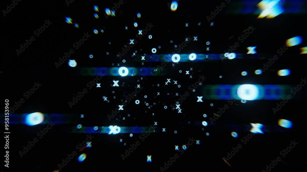 Surreal Neon Xs and Os in Digital Space
