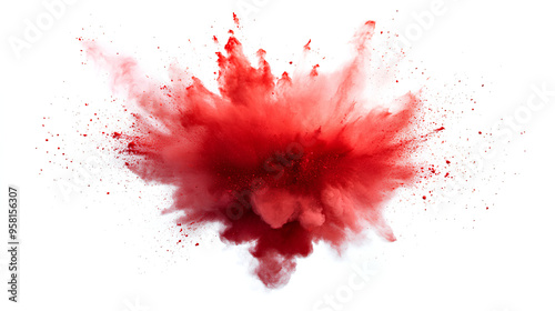 red color explosion isolated on white background photo