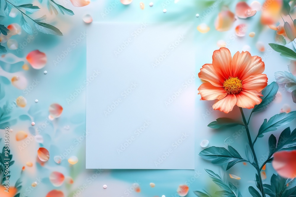 Realistic Portrait of Marigold Flower Concealed Partially by Blank Paper Realistic Portrait of Marigold Flower Concealed Partially by Blank Paper