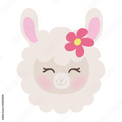 Wallpaper Mural Cute  llama face vector cartoon illustration Torontodigital.ca