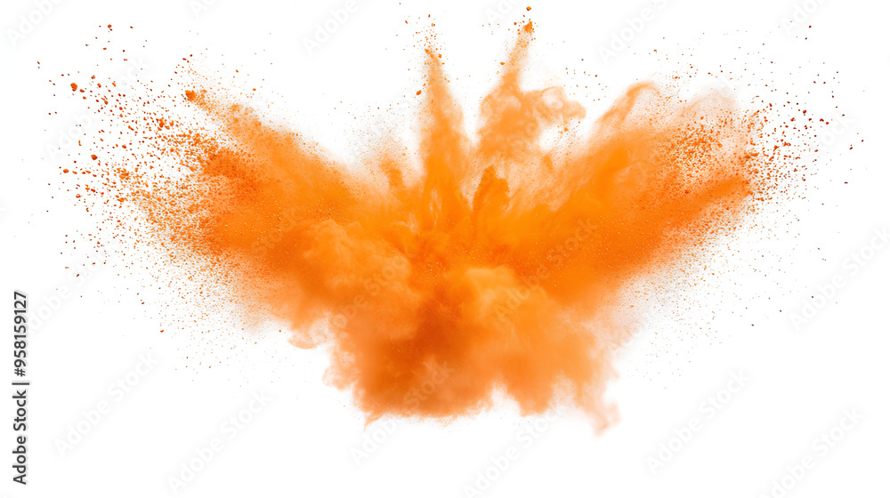 orange powder pulver explosion isolated on white or transparent orange powder pulver explosion isolated on white or transparent
