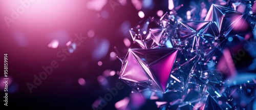 Vortex of twisting 3D polygons, opening into a digital dimension, with vibrant, glowing colors and intricate geometric patterns