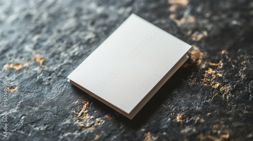 Blank White Card, A minimalist blank white card resting on a dark surface, perfect for showcasing designs or concepts in mockup presentations and creative projects Blank White Card, A minimalist blank white card resting on a dark surface, perfect for showcasing designs or concepts in mockup presentations and creative projects