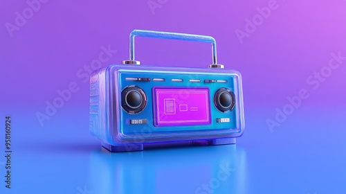 Vibrant retro radio on a colorful background, showcasing playful design and nostalgic charm. Perfect for music and fun themes.