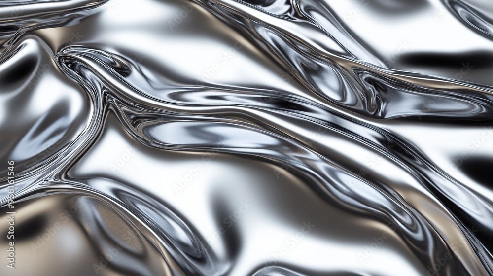 Abstract Metallic Drape with Smooth, Reflective Surface Abstract Metallic Drape with Smooth, Reflective Surface