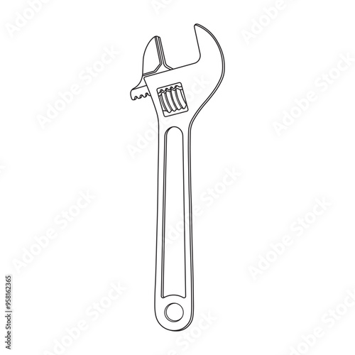 Hand drawn kids drawing Vector illustration adjustable wrench flat cartoon isolated