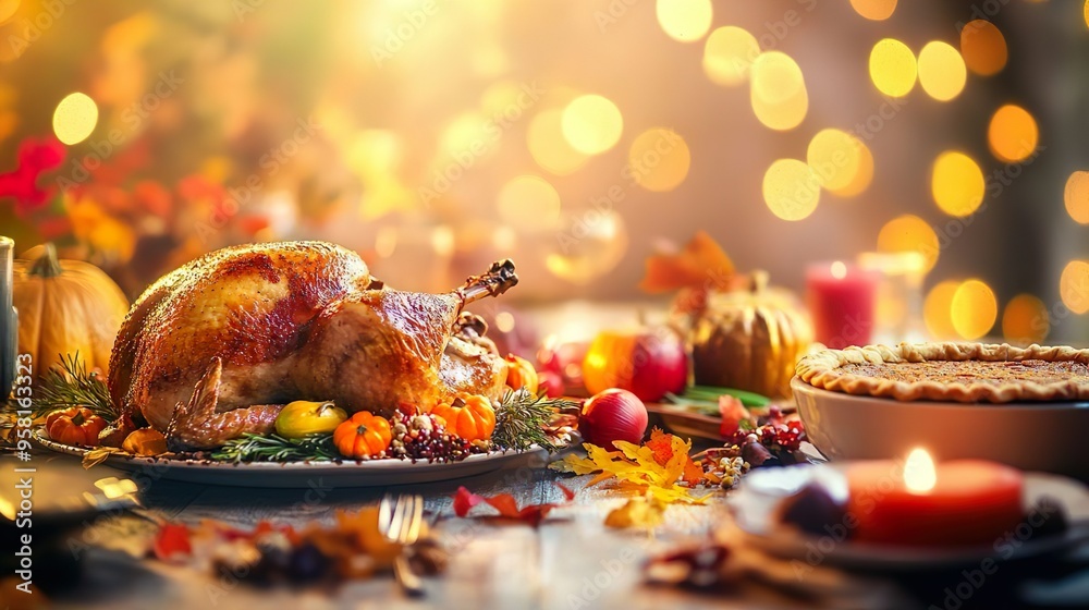 Decorated Dining Table for thanks giving, Table Setting Autumn