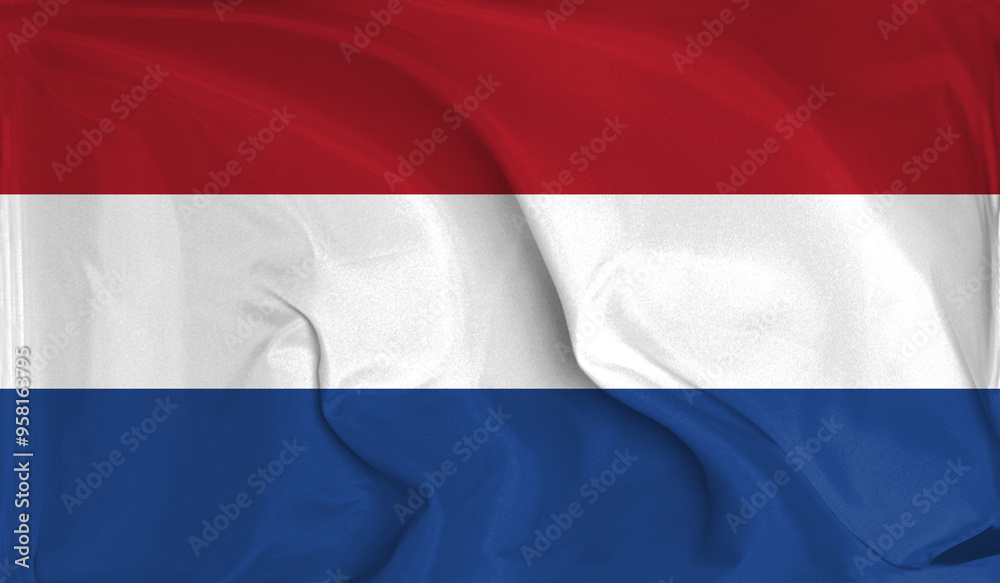 Fototapeta premium An up close view of Netherlands flag flying textures