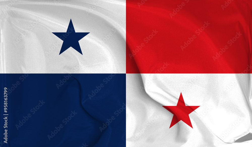 An up close view of Panama flag flying textures An up close view of Panama flag flying textures