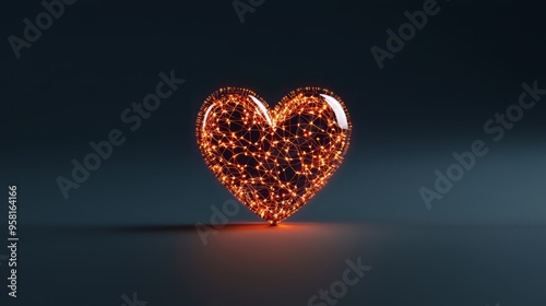 A glowing heart shape filled with sparkling particles, symbolizing love and passion in a dark background.