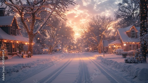 A serene winter scene with snow-covered trees and house