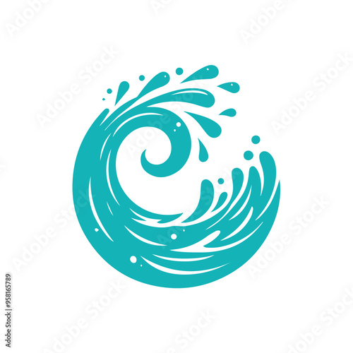 Wallpaper Mural  blue waves and water splashes Torontodigital.ca