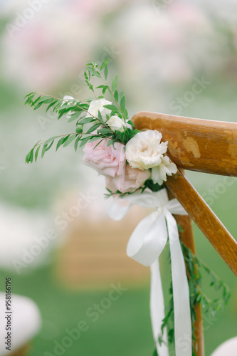 Flowers that decorate a romantic wedding ceremony.
