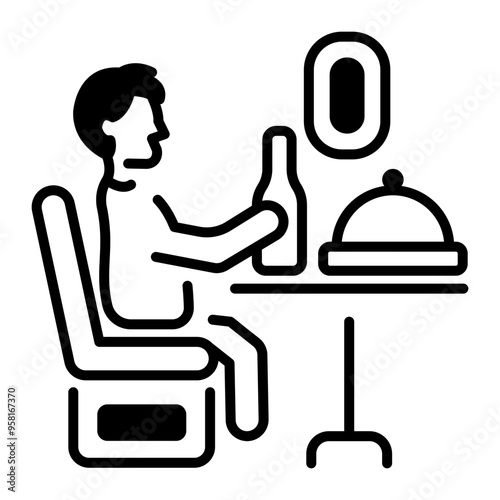 An outline style icon of inflight meal 