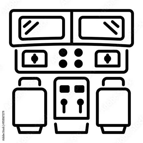 A line style icon of plane cockpit 