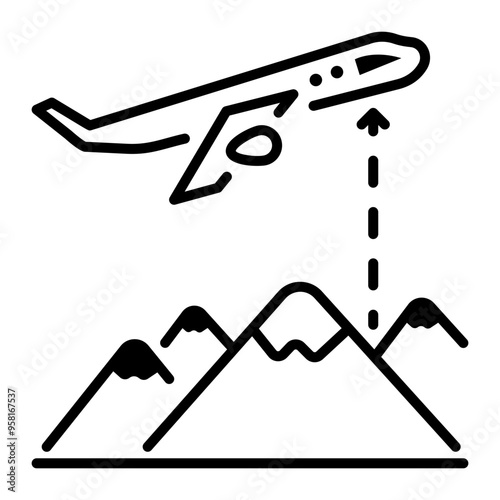 Plane high altitude, line style icon 