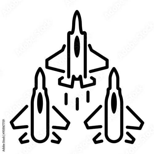 An outline style icon of air parade 