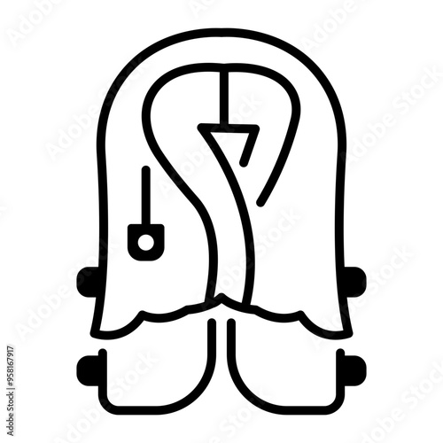 An outline style icon of life jacket 
