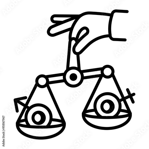 Gender equality icon in outline style 