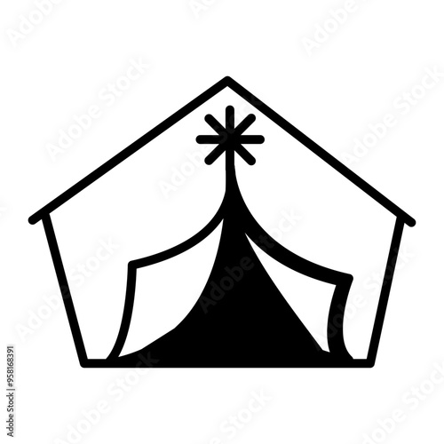 Refugee asylum icon in line style