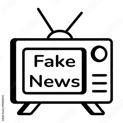An outline style icon of fake news 