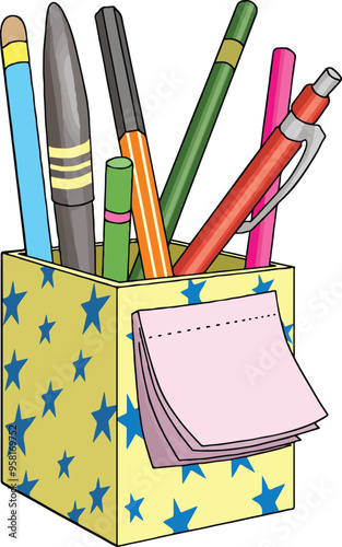 A pencil case containing pencils.