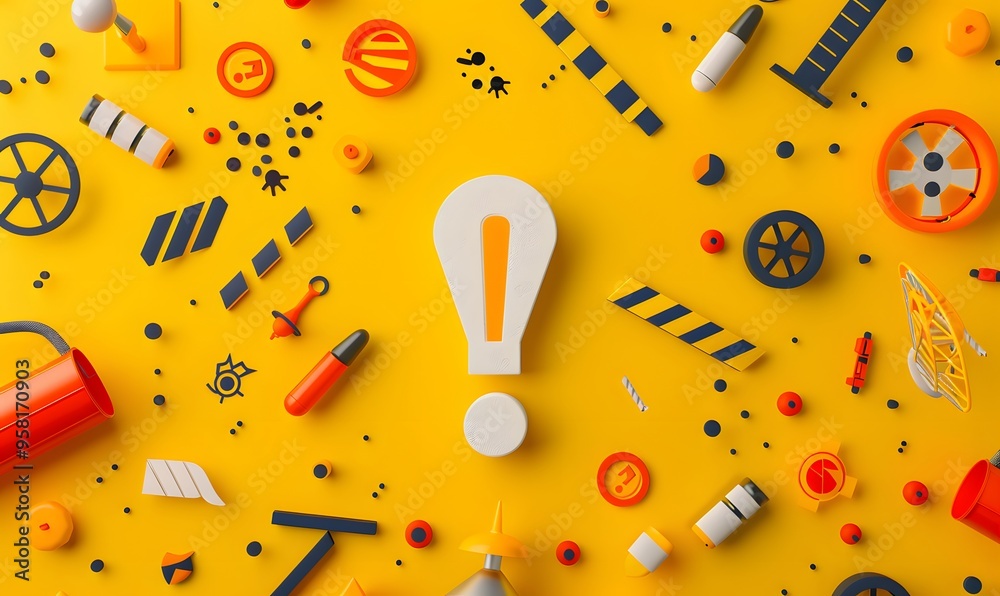 Exclamation mark, warning and safety concept. Exclamation mark, warning and safety concept.