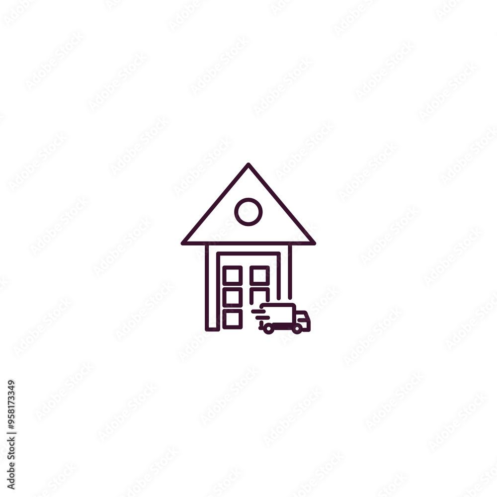 warehouse outline icon. Linear vector from delivery concept. Thin line warehouse icon isolated on white background warehouse outline icon. Linear vector from delivery concept. Thin line warehouse icon isolated on white background