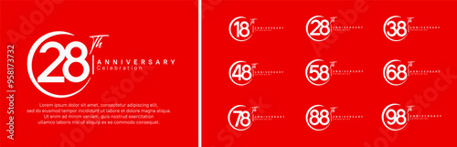 anniversary logo set. vector design white color for celebration event