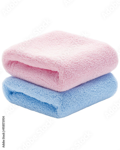 Soft and fluffy towels in pink and blue colors