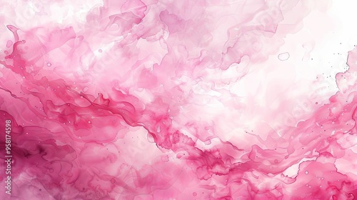 Abstract Pink and White Ink Swirls