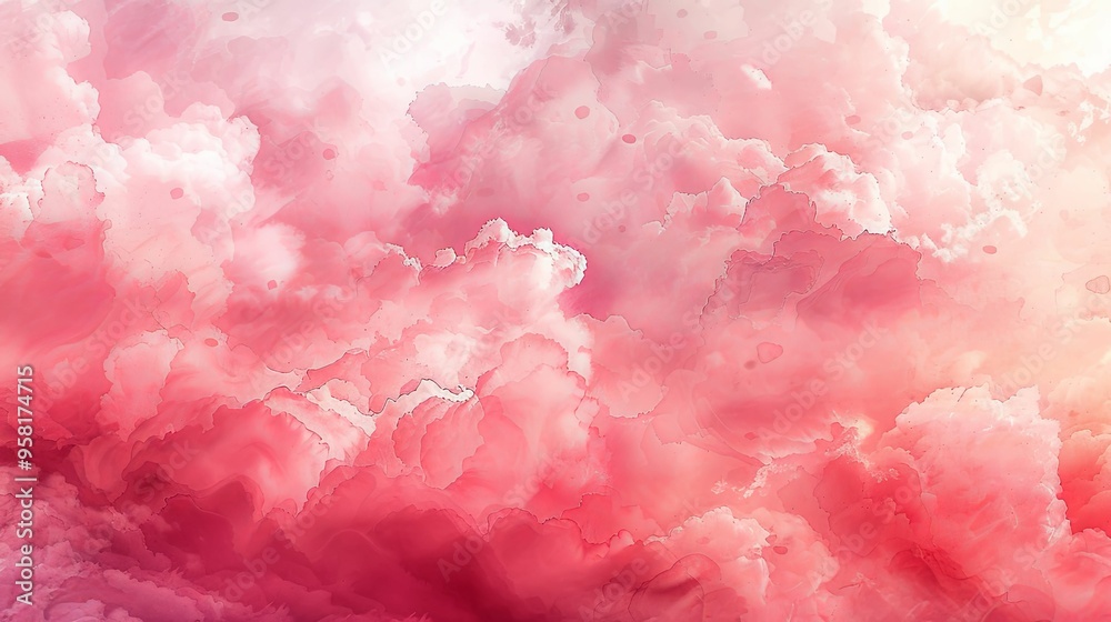 Abstract Pink Watercolor Background with Swirling Clouds Abstract Pink Watercolor Background with Swirling Clouds