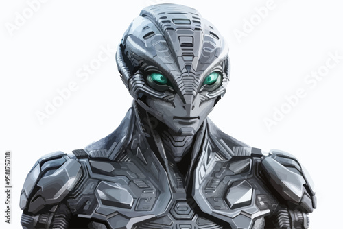 alien reptilian gray color illustration