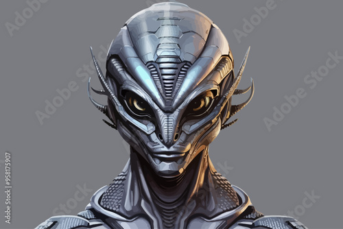 alien reptilian gray color illustration