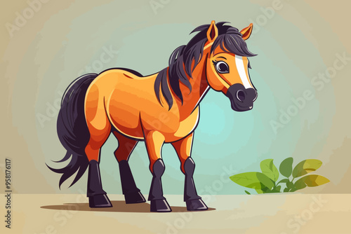 cute horse for toddler book cartoon style