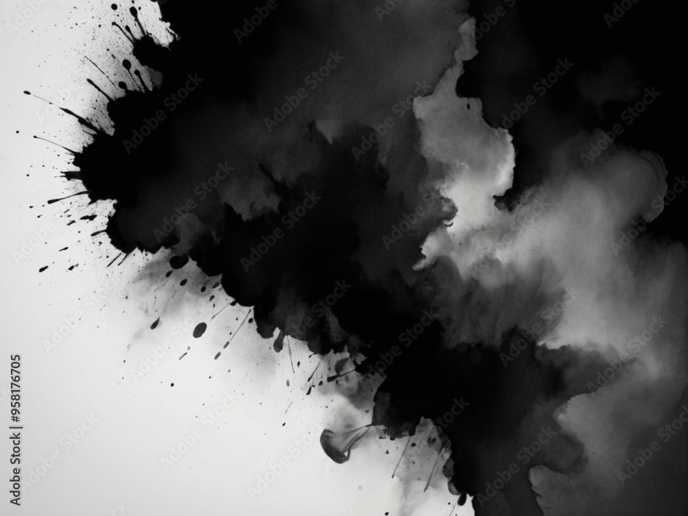 Obraz premium Black ink texture in black wall with brush strokes background