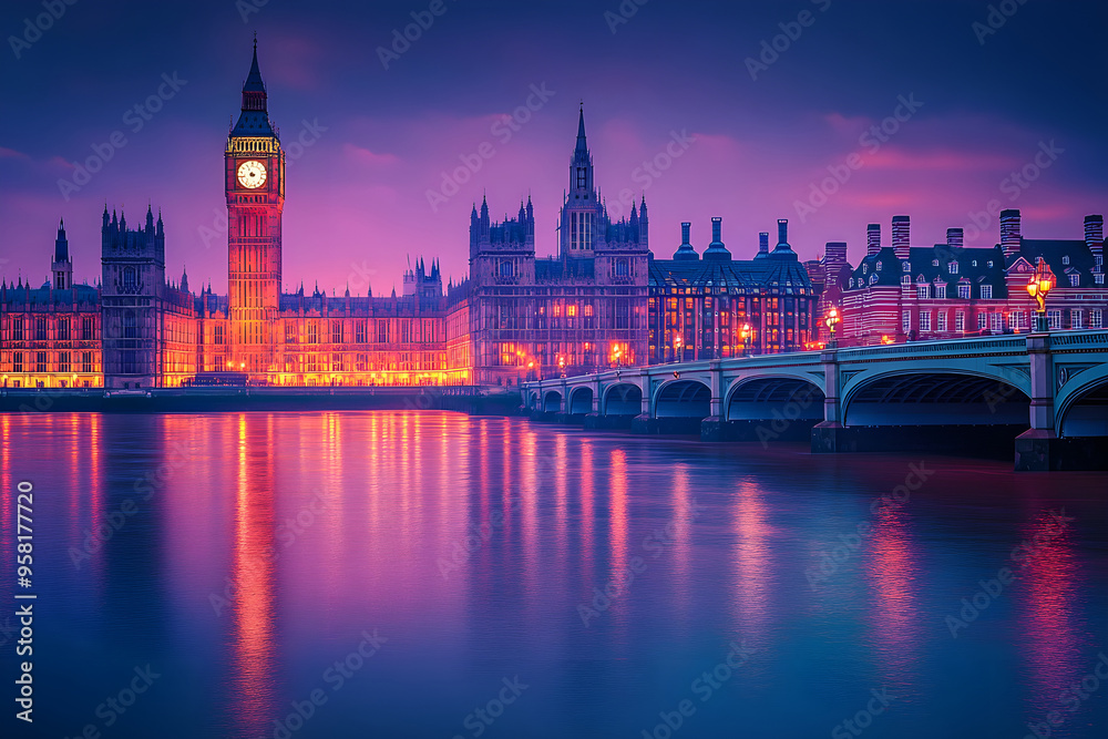 Fototapeta premium London England Big Ben Houses of Parliament at Sunset